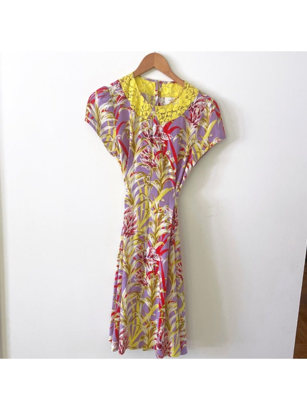 Kate Spade Lilac and Yellow Silk Floral Dress, Size 6